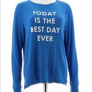 PEACE LOVE WORLD QVC Today Tee Henley Soft Blue XS